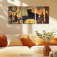 3pcs Jazz Band Performance with Vibrant Geometric Metal Print Ready to Hang Art