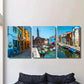3pcs Bell tower of San Martino colorful houses  Metal Print Ready to Hang Art