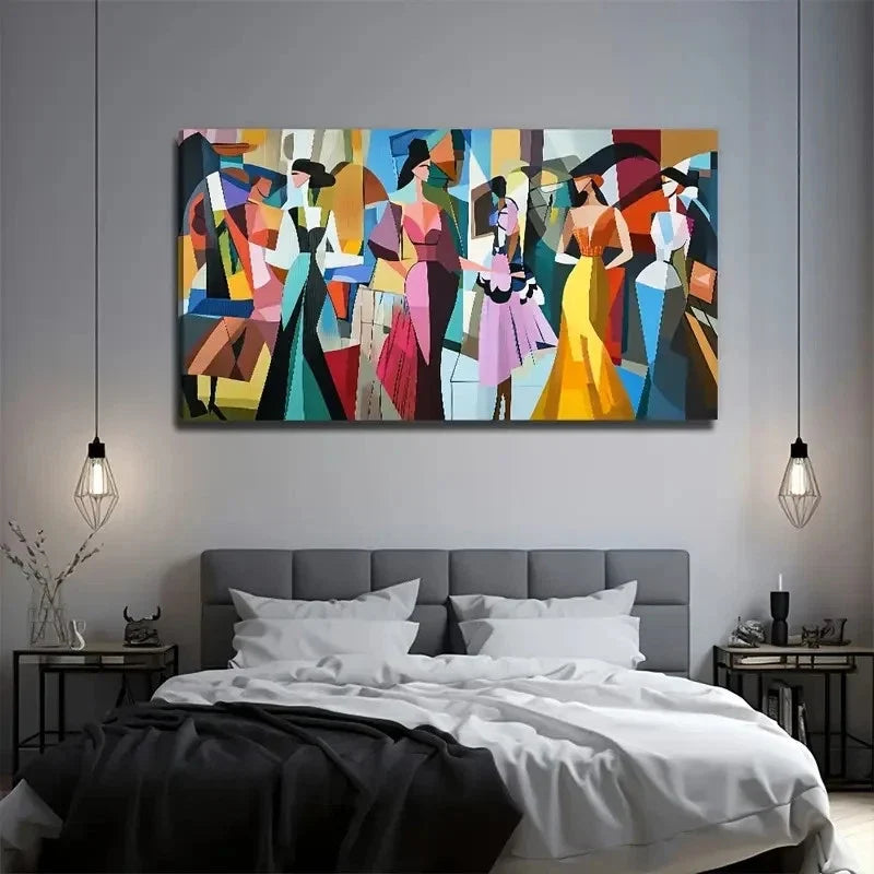A Group Of Beautiful Women Wall Art Canvas Office Home Room Framed 80x45cm