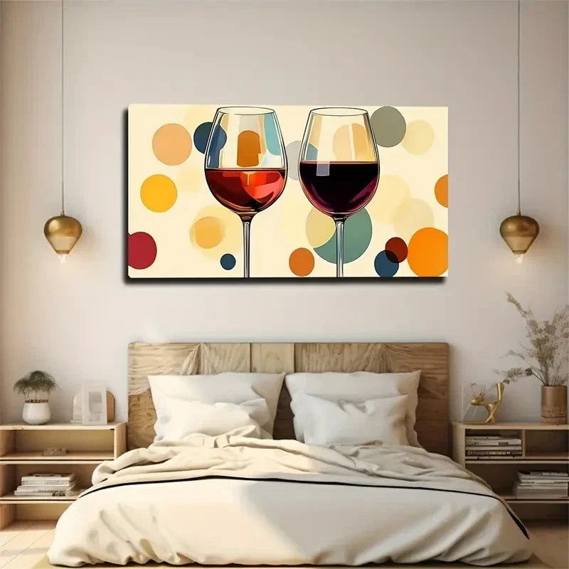 Two Stemmed Wine Glasses Wall Art Canvas Office Home Room Framed 120x60cm