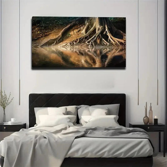 Roots Of Big Trees Wall Art Canvas Office Home Room Framed 80x45cm