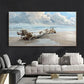 Blue Beach Wood Painting wall canvas office home room framed 120x60cm