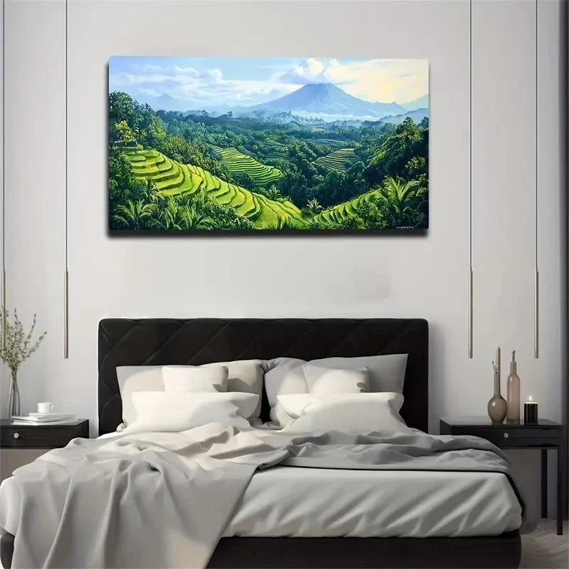 Terraced Fields Interesting Wall Art Canvas Office Home Room Framed 120x60cm
