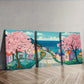 3pcs Cherry Blossom Serene Triptych Wall Art Set Canvas Framed 40x60cm - High Quality Print 100% Australian Made Wall Canvas Ready to Hang