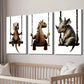 3pcs Tyrannosaurus Stegosaurus And Triceratops Wall Art Set Canvas Framed 40x60cm - High Quality Print 100% Australian Made Wall Canvas Ready to Hang