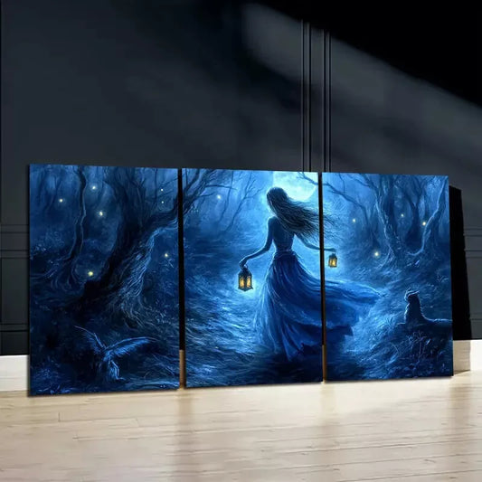 3pcs Mystical Lady and Animals Canvas Framed 40x60cm - High Quality Print 100% Australian Made Wall Canvas Ready to Hang