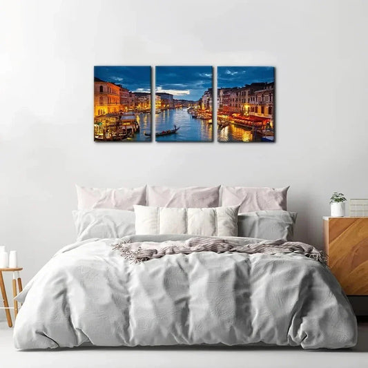 3pcs Venice Nature River Mountain Metal Print Ready to Hang Art