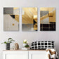 3pcs Golden and Black Geometric Abstract Metal Print Ready to Hang Art