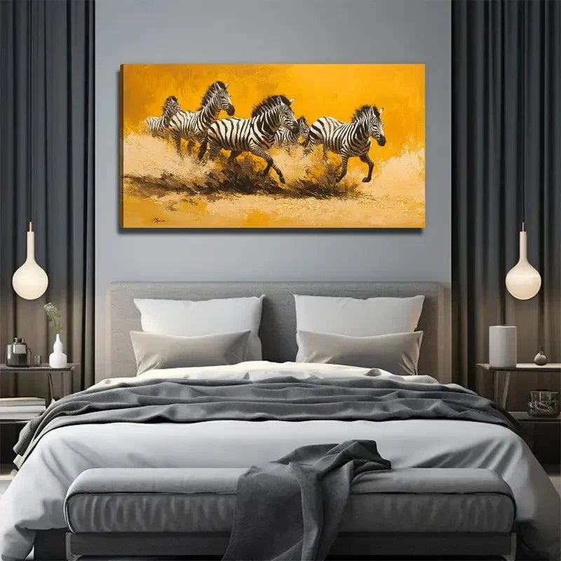Modern Bohemian Style Zebra Wall Art Canvas Office Home Room Framed 80x45cm