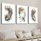 3pcs Japanese Bright Koi Carp Wall Art Set Canvas Framed 40x60cm - High Quality Print 100% Australian Made Wall Canvas Ready to Hang