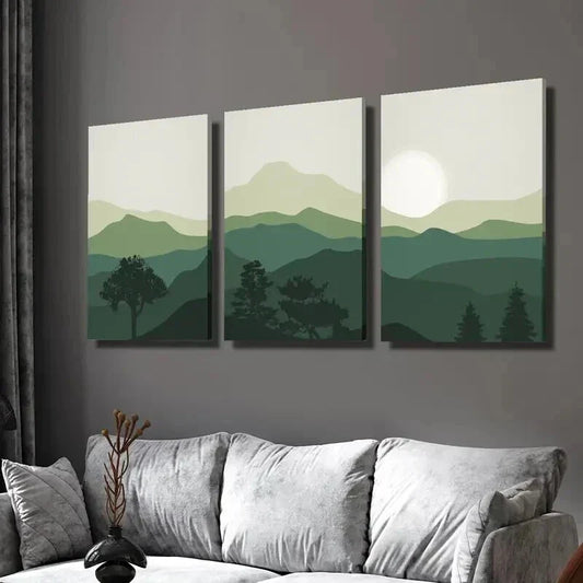 3pcs Abstract Natural Mountains Landscape Wall Art Set Canvas Framed 40x60cm - High Quality Print 100% Australian Made Wall Canvas Ready to Hang