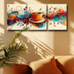 3pcs Vibrant Abstract Music & Coffee Design Metal Print Ready to Hang Art