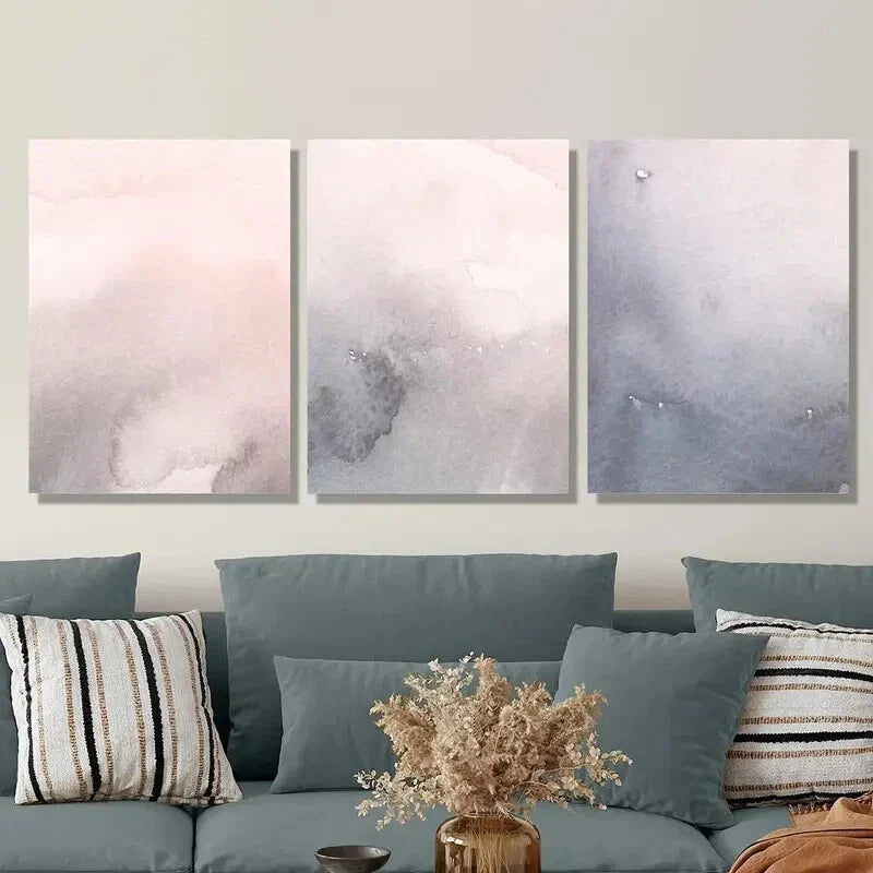 3pcs Watercolor Painting, Modern Retro Abstract Metal Print Ready to Hang Art