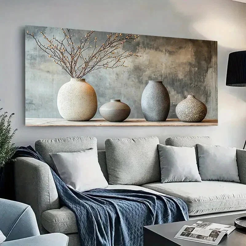 Elegant Vases and Plants Design Art Canvas Office Home Room Framed 120x60cm