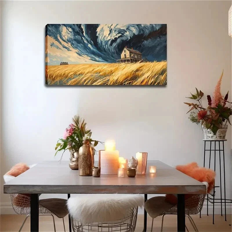Abstract Black Clouds Over Wall Art Canvas Office Home Room Framed 120x60cm