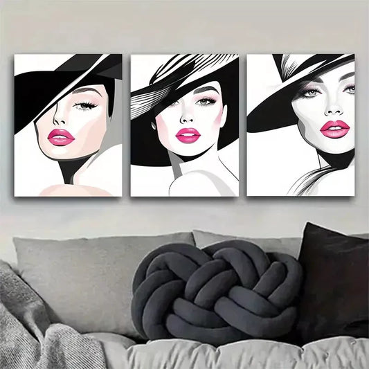 3pcs modern Chic Fashion Muse Triptych Wall Art Set Canvas Framed 40x60cm - High Quality Print 100% Australian Made Wall Canvas Ready to Hang
