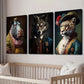3pcs Hippopotamus Lion Cheetah Wearing Clothes Wall Art Set Canvas Framed 40x60cm - High Quality Print 100% Australian Made Wall Canvas Ready to Hang