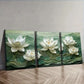 3pcs White for Lotus Flower Design Wall Art Set Canvas Framed 40x60cm - High Quality Print 100% Australian Made Wall Canvas Ready to Hang