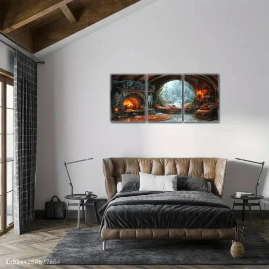 3pcs Elegant Space Visual Feast Fantasy House Metal Print Ready to Hang Art