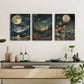 3pcs Moon & Wildflowers Mountain Canvas Framed 40x60cm - High Quality Print 100% Australian Made Wall Canvas Ready to Hang
