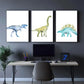 3pcs Animal Art Dinosaur Poster Decoration Metal Print Ready to Hang Art