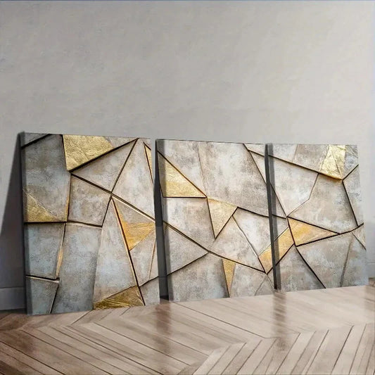 3pcs Modern Geometric Pattern Wall Art Set Canvas Framed 40x60cm - High Quality Print 100% Australian Made Wall Canvas Ready to Hang