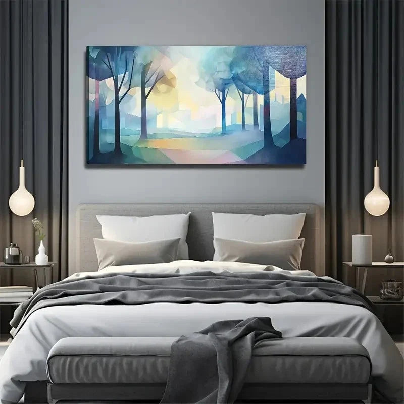 Psychedelic Woods Suitable Wall Art Canvas Office Home Room Framed 80x45cm