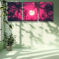 3pcs Vibrant Pink Palm Tree & Moon Night SceneMetal Print Ready to Hang Art