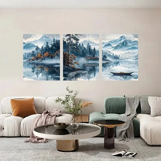 3pcs Geometric Vertical Stripe Metal Print Ready to Hang Art