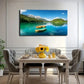 Green Lake Boats Rippling Wall Art Canvas Office Home Room Framed 80x45cm