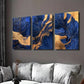 3pcs Blue and Golden Leaf and Turtle Design Wall Art Set Canvas Framed 40x60cm - High Quality Print 100% Australian Made Wall Canvas Ready to Hang