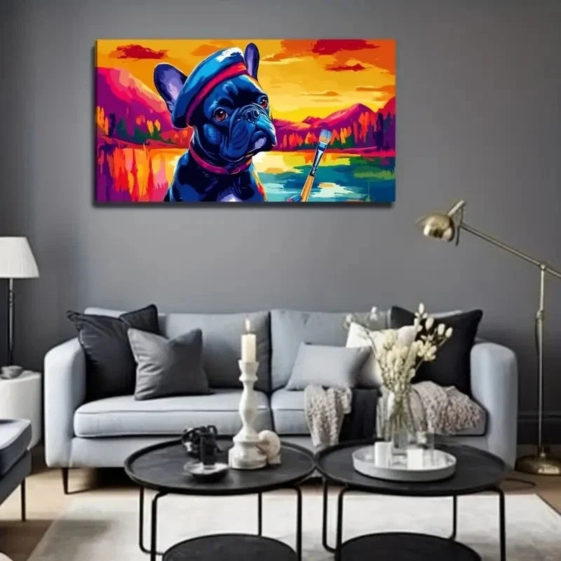 Dog That Learned Perfect Wall Art Canvas Office Home Room Framed 80x45cm