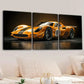 3pcs Abstract Yellow Sport Car Black Gold White Wall Art Set Canvas Framed 40x60cm - High Quality Print 100% Australian Made Wall Canvas Ready to Hang