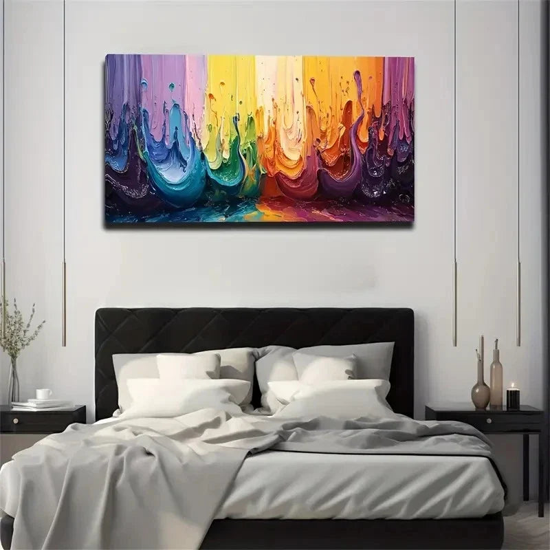 Modern Abstract Downflowing Wall Art Canvas Office Home Room Framed 120x60cm