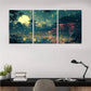 3pcs Glowing Fireflies & Asian Pagoda Design   Wall Art Set Canvas Framed 40x60cm - High Quality Print 100% Australian Made Wall Canvas Ready to Hang