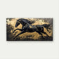 Abstract Horse Black, Golden Wall Art Canvas Office Home Room Framed 80x45cm