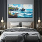 Blue Ocean & Sandy Shore Wall Art canvas office home room framed 120x60cm
