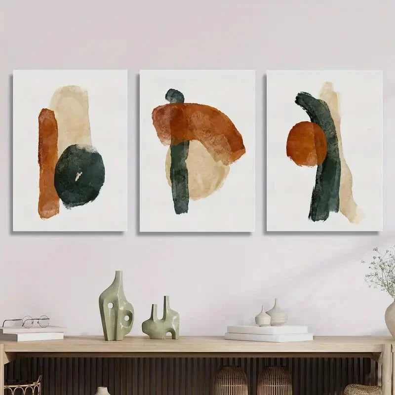 3pcs abstract color art, rust texture, terracotta Metal Print Ready to Hang Art