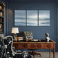 3pcs Abstract Ocean Waves Cloudy Sky Serene Metal Print Ready to Hang Art
