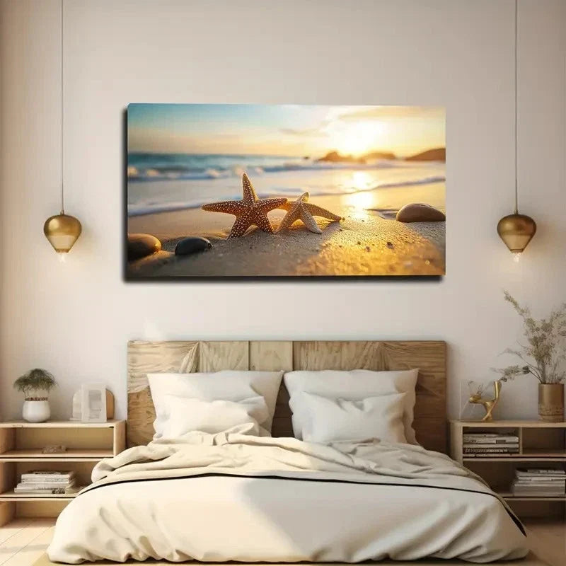 Romantic Starfish Beach Wall Art Canvas Office Home Room Framed 120x60cm