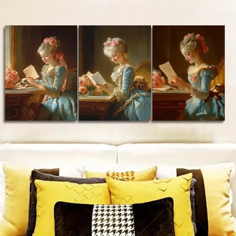 3pcs Afternoon time girl   Wall Art Set Canvas Framed 40x60cm - High Quality Print 100% Australian Made Wall Canvas Ready to Hang