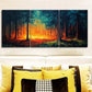 3pcs Vibrant Forest Fire Scenes Wall Art Set Canvas Framed 40x60cm - High Quality Print 100% Australian Made Wall Canvas Ready to Hang
