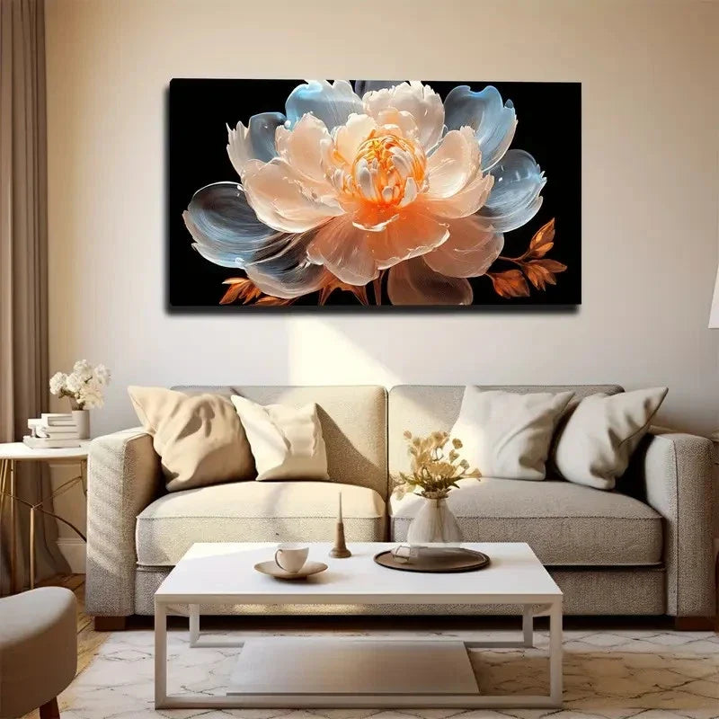 Vibrant Yellow & White Wall Art Canvas Office Home Room Framed 80x45cm