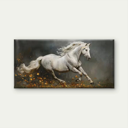 Stallion with Golden Leaves Wall Art Canvas Office Home Room Framed 120x60cm
