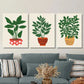 3pcs Painting of leaves growing in pot plant  Metal Print Ready to Hang Art