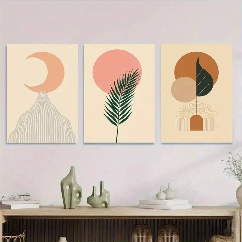 3pcs Modern Abstract Boho Style Metal Print Ready to Hang Art