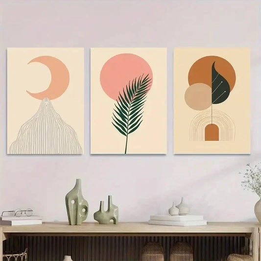 3pcs Modern Abstract Boho Style Metal Print Ready to Hang Art