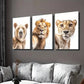 3pcs Bear Lion & Leopard Taking Selfie Wall Art Set Canvas Framed 40x60cm - High Quality Print 100% Australian Made Wall Canvas Ready to Hang