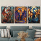 3pcs Majestic Dragon Paintings in Vibrant Staine Metal Print Ready to Hang Art