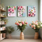 3pcs Pink White Flowers Picture Metal Print Ready to Hang Art